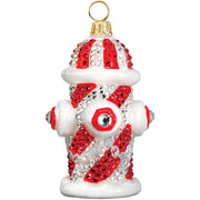 CANDY CANE CRYSTAL ENCRUSTED FIRE HYDRANT ORNAMENT
