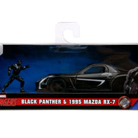Marvel 1:32 Black Panther 1995 Mazda RX7 Widebody Die-Cast Car & 1.65” Black Panther Figure