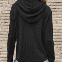 Cable-Knit Drawstring Hooded Knit Top