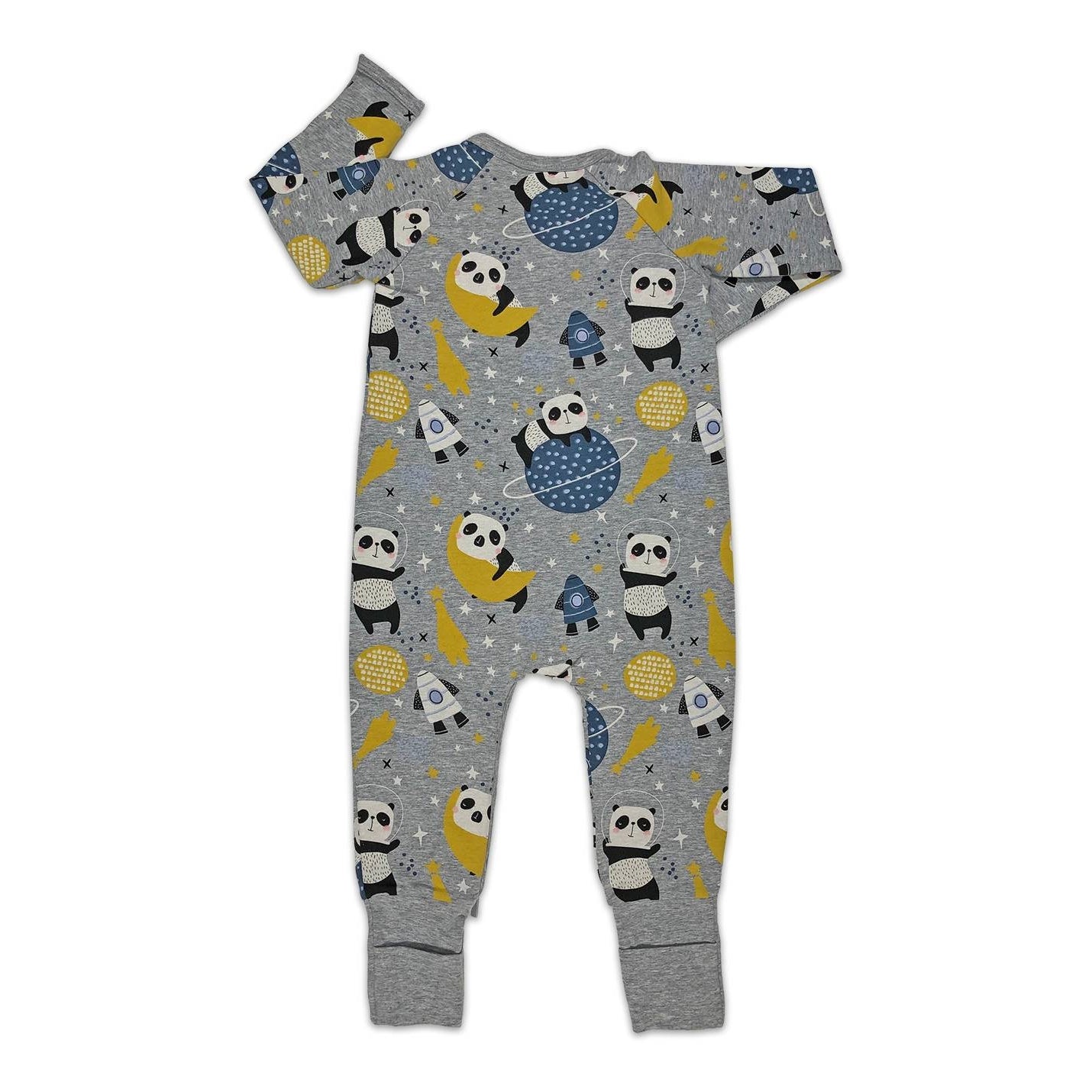 Space Pandas, Gray Baby Pajamas