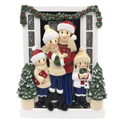 Farm House Family of 4 Personalized Christmas Ornament