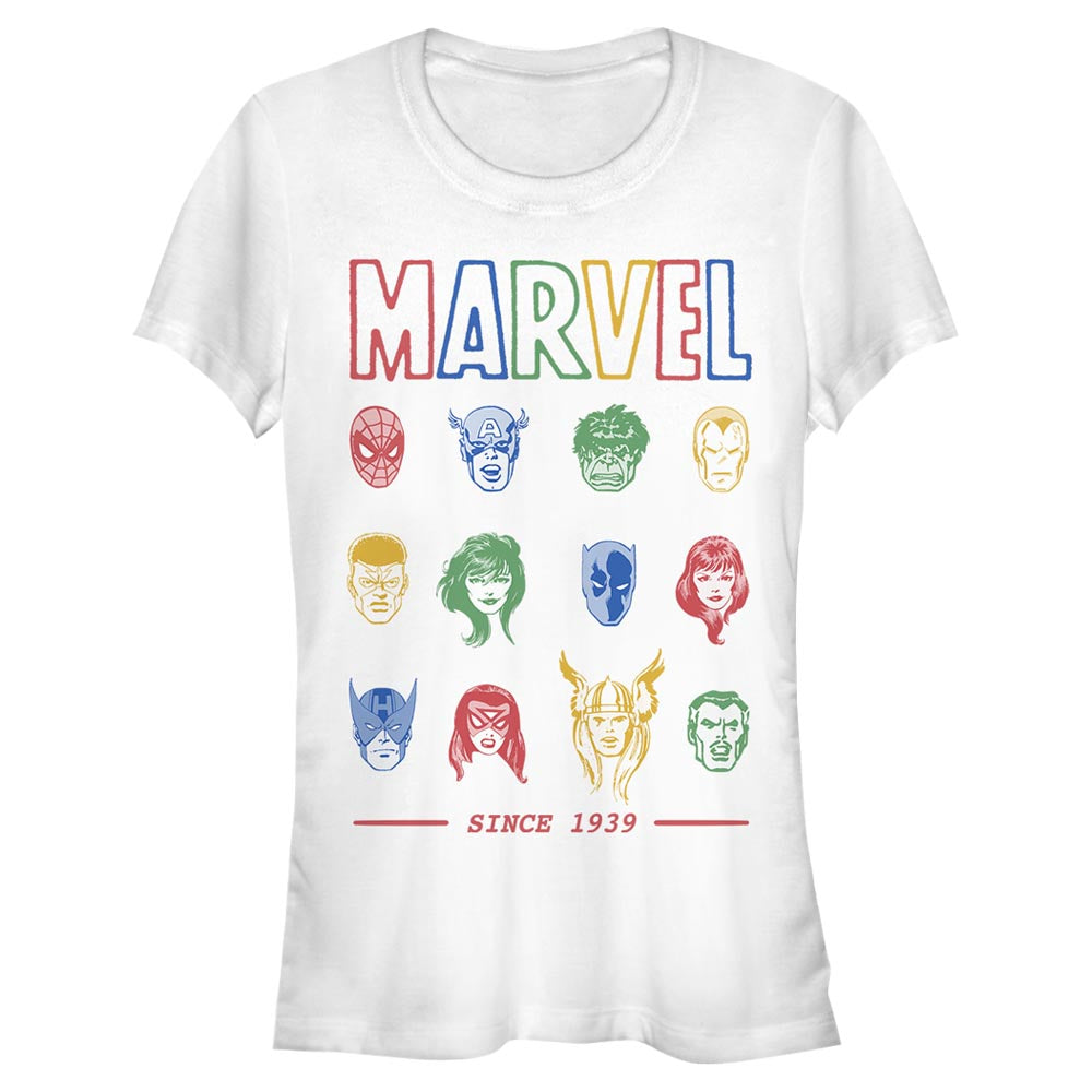 Junior's Marvel Primary Faces T-Shirt