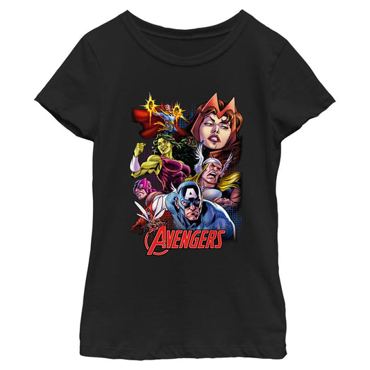 Girl's Marvel Avengers Classic Group Collage T-Shirt