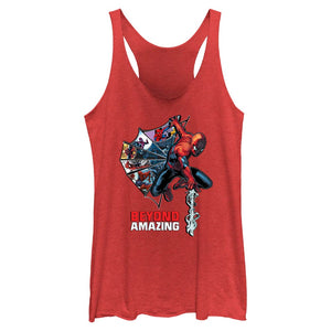 Junior's Marvel Spider-Man Beyond Amazing WEB COMIC HALF Tank Top
