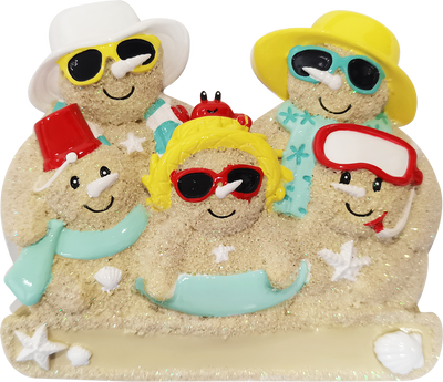 Sandman Family of 5 Personalized Christmas Ornament