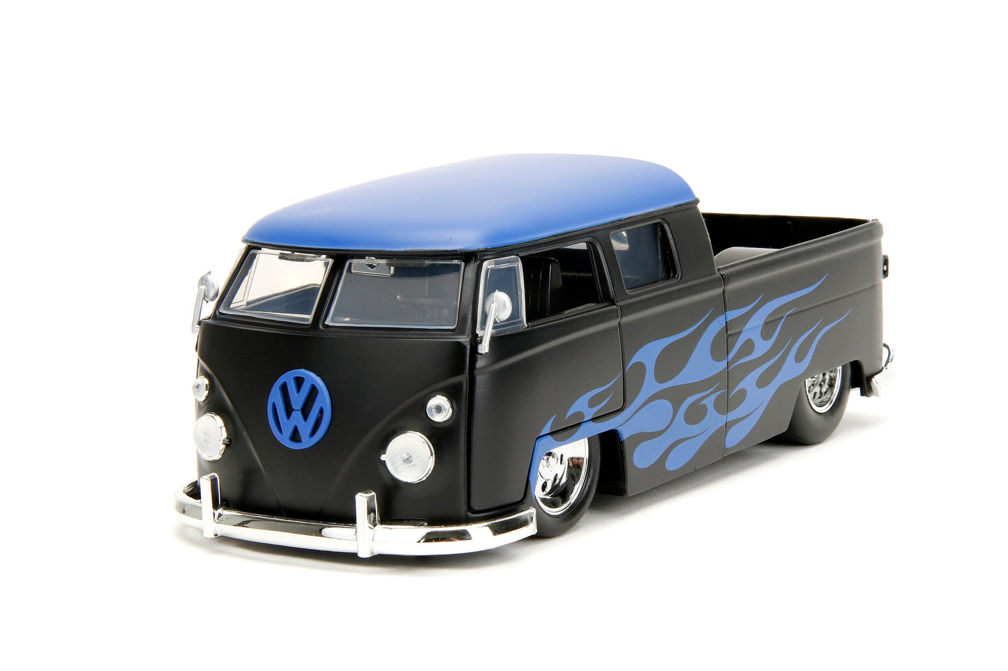 Punch Buggy Slug Bug 1:24 1963 Volkswagen Bus Pickup Die-Cast Car (Black/ Blue Flames) (This is a Pre Order)