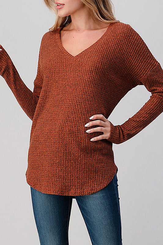 Brushed Thermal Hacci Top - Rust