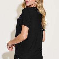 Basic Bae Full Size V-Neck High-Low T-Shirt